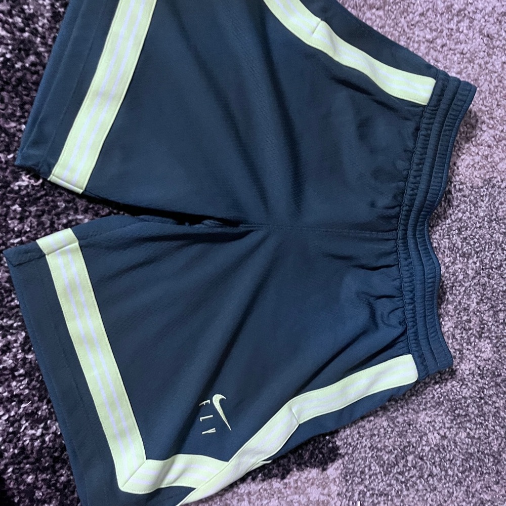 Nike Women's Navy and Lime Green Shorts